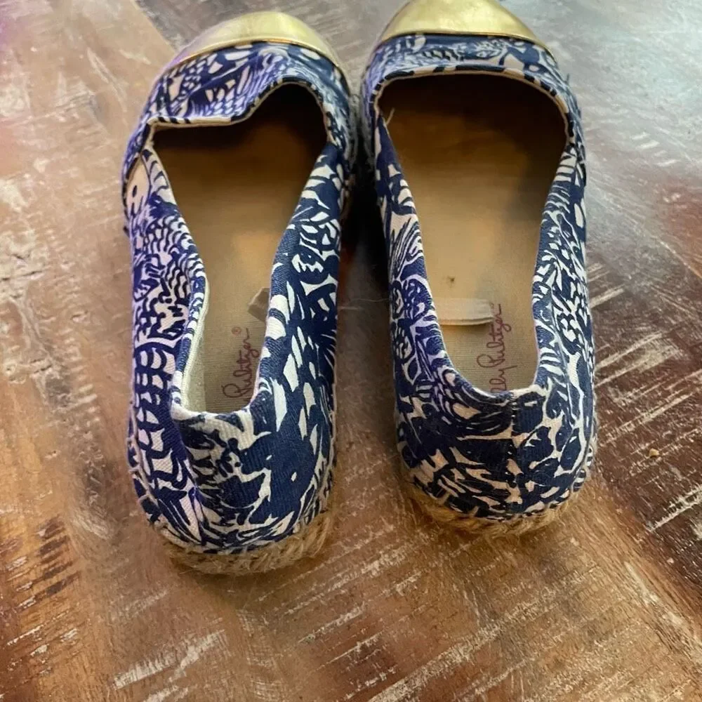 Lilly Pulitzer For Target Espadrilles Moccasin Shoes Sz 7 Fish Swim Upstream Pri
